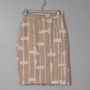 Chic Patterned Pencil Skirt in Tan and Cream